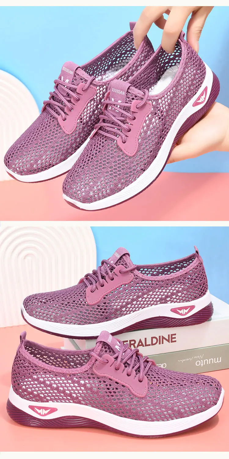 Summer Mesh Shoes Women's Breathable Mesh Thin Middle-aged and Elderly Mother Shoes Non-slip Soft-soled Casual Sports Old Beijing Cloth Shoes — feature 11