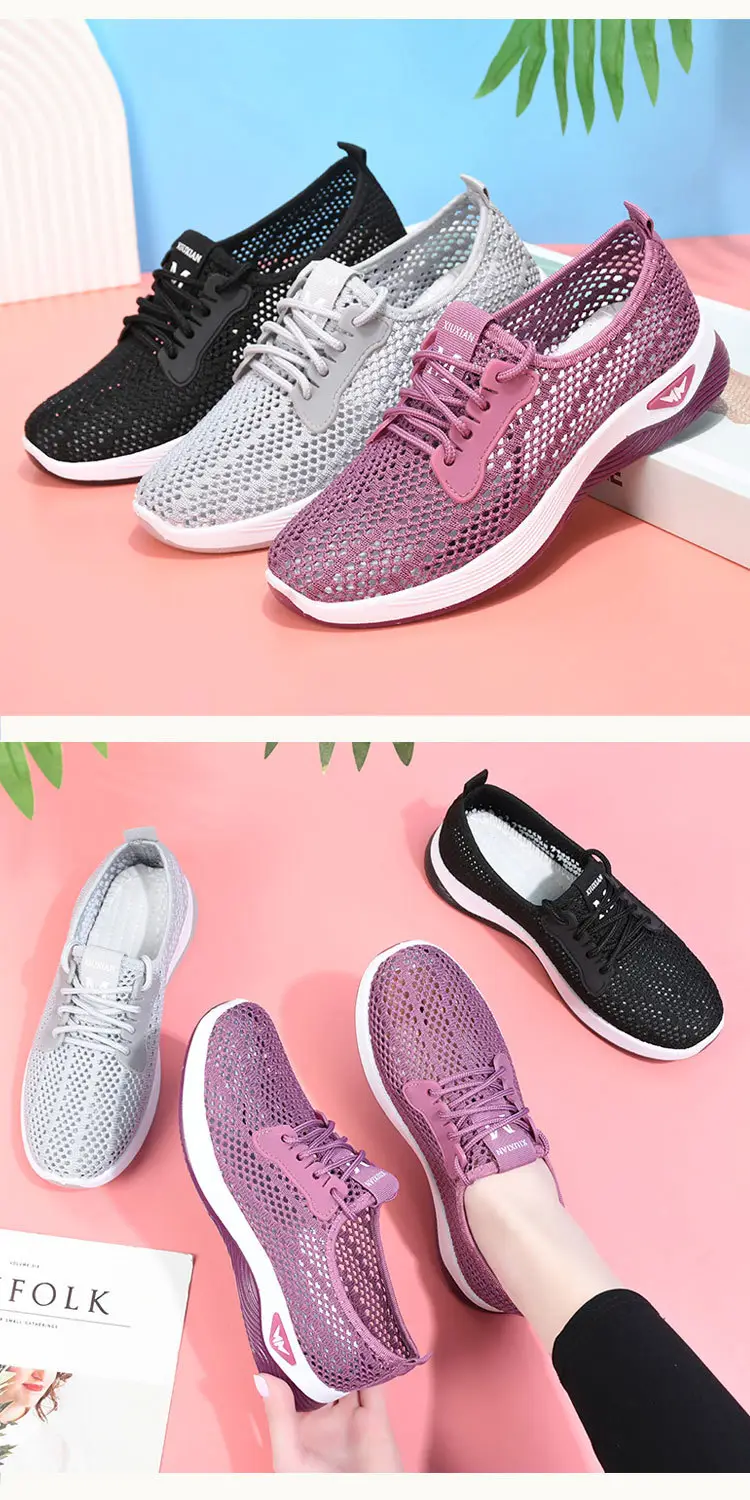 Summer Mesh Shoes Women's Breathable Mesh Thin Middle-aged and Elderly Mother Shoes Non-slip Soft-soled Casual Sports Old Beijing Cloth Shoes — feature 18