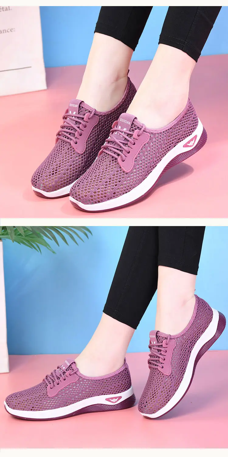 Summer Mesh Shoes Women's Breathable Mesh Thin Middle-aged and Elderly Mother Shoes Non-slip Soft-soled Casual Sports Old Beijing Cloth Shoes — feature 9