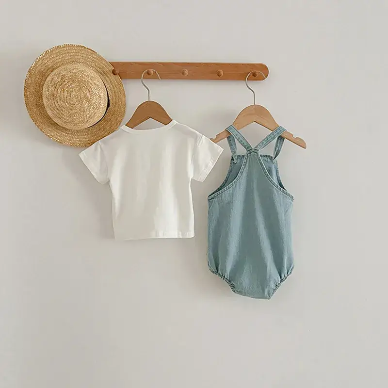 Baby Denim Bag Fart Clothes 0-3Yr Cotton Jumpsuit - Image 4