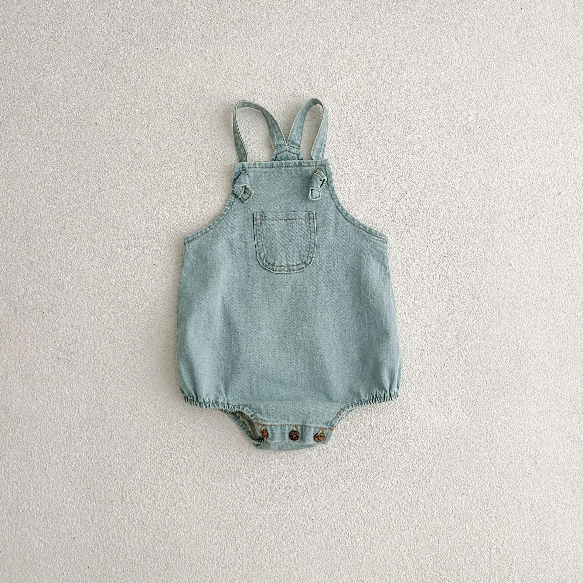 Baby Denim Bag Fart Clothes 0-3Yr Cotton Jumpsuit - Image 2