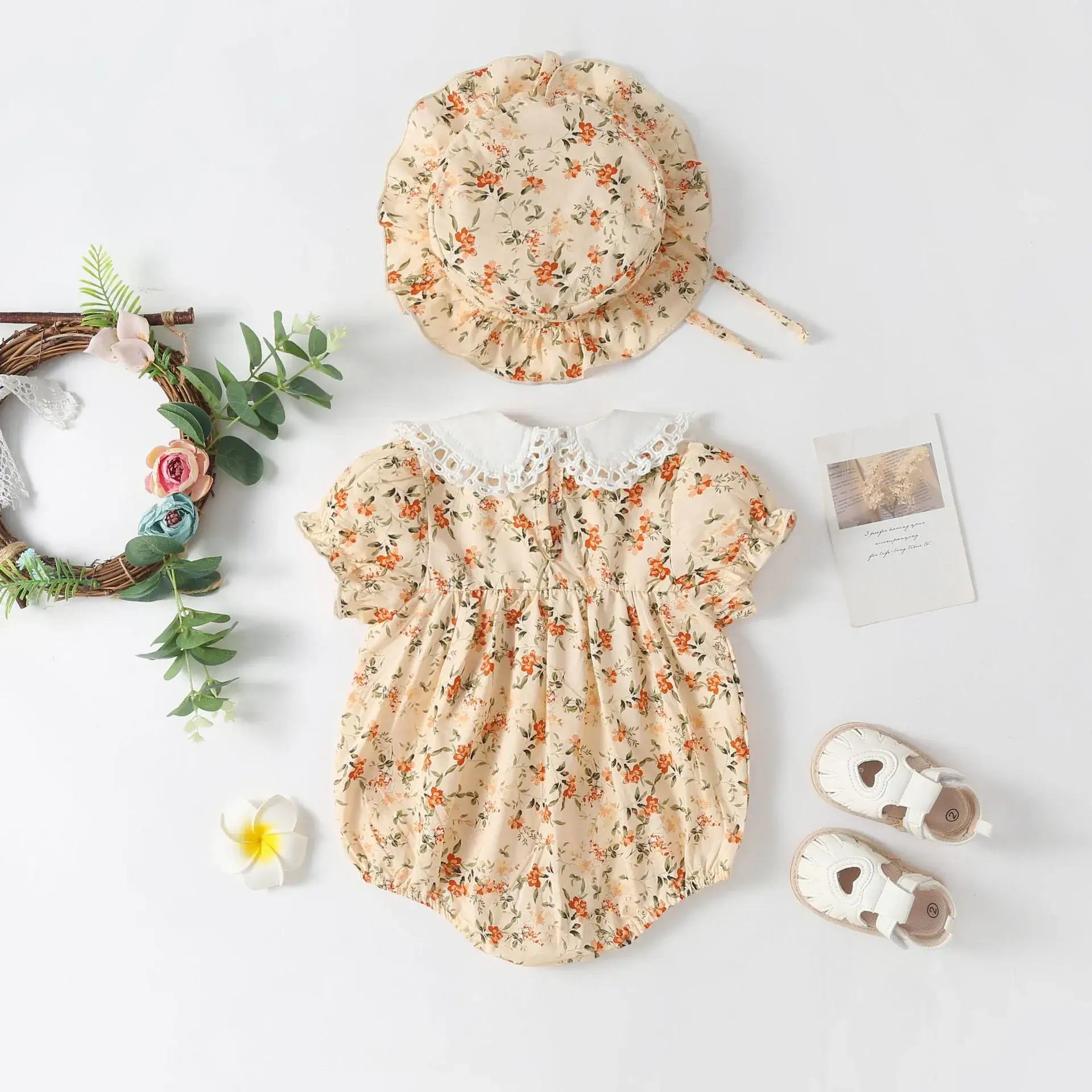 Baby Floral Summer Dress & Hat Set for Newborns - Image 3