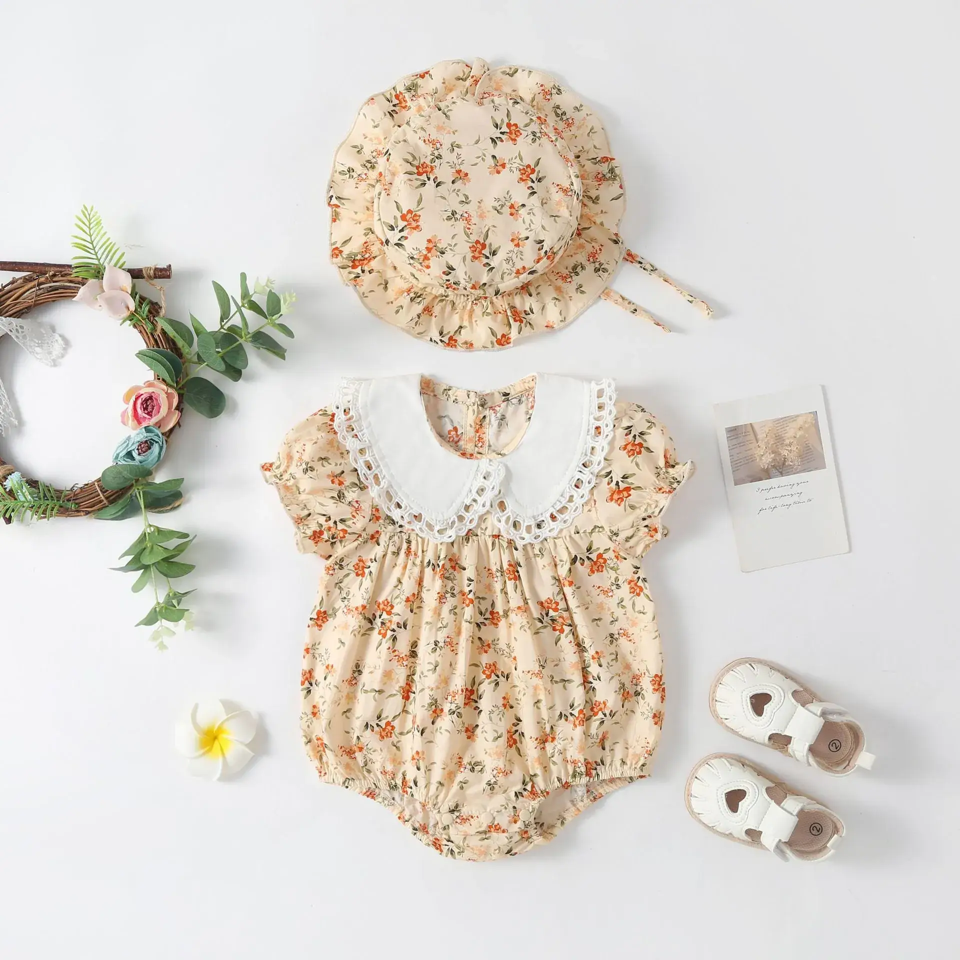 Baby Floral Summer Dress & Hat Set for Newborns - Image 4