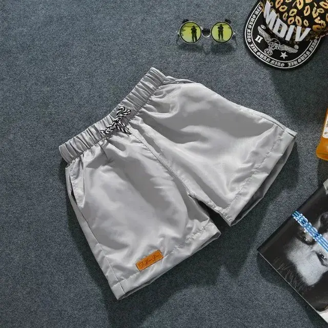 Men Navy Blue Slim Fit Summer Shorts with Chain