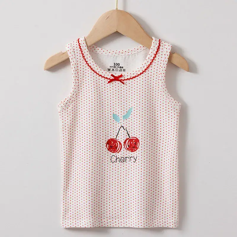 Girls Cotton Cartoon I-Shape Vest Pink Floral - Image 10