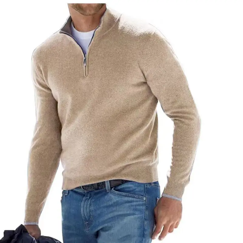 Men's Green Cashmere Quarter Sleeve Sweater - Image 13