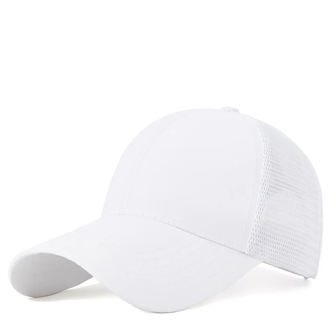 Men Blue Mesh Back Baseball Cap with Duck Tongue - Image 2