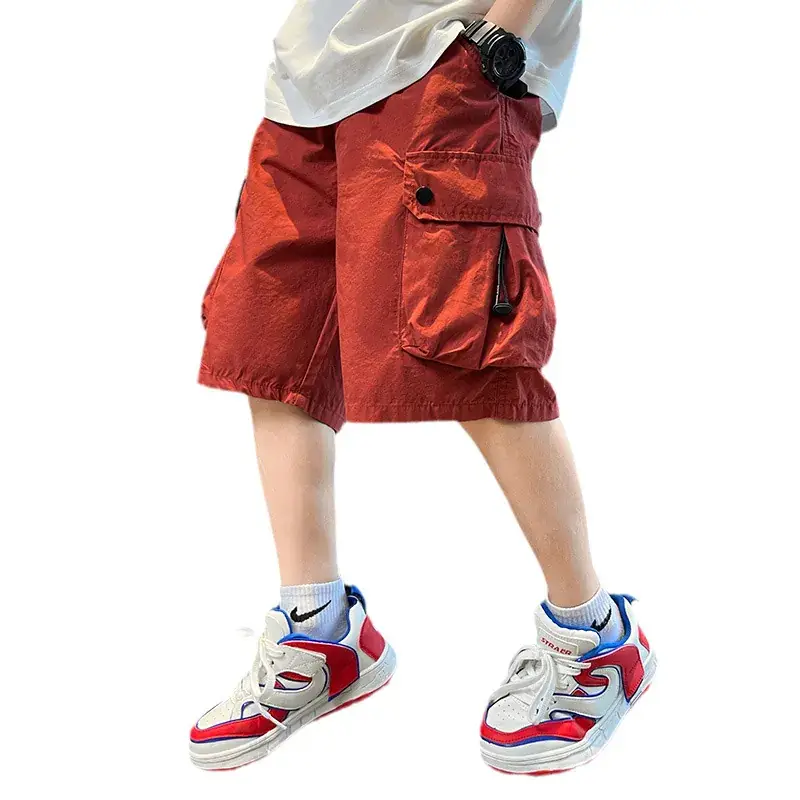 Boys Red Cotton Shorts 2025 Summer Casual - Image 9