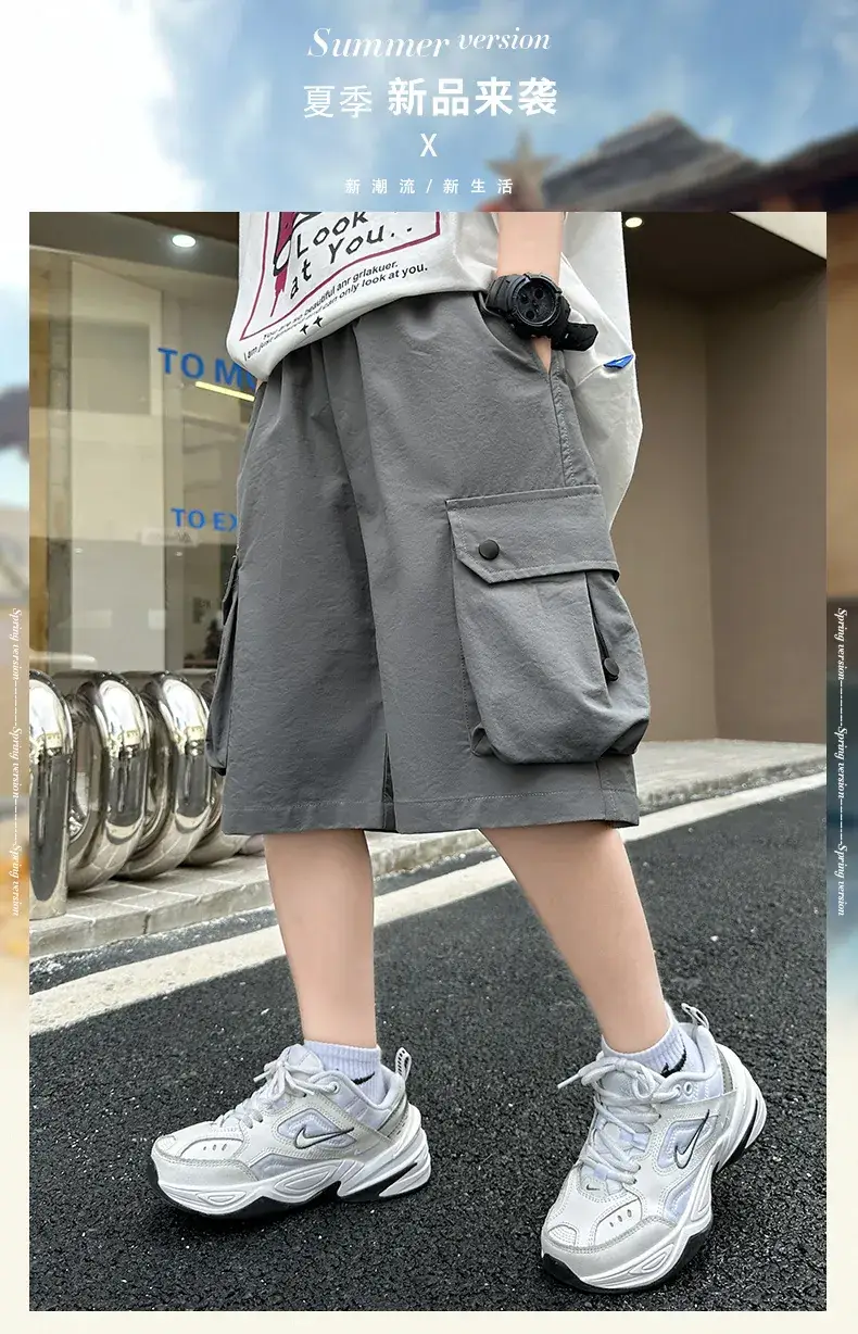 Boys Red Cotton Shorts 2025 Summer Casual — feature 1
