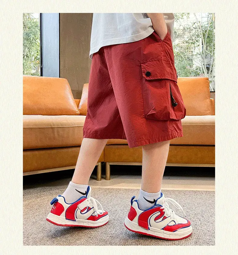 Boys Red Cotton Shorts 2025 Summer Casual — feature 18