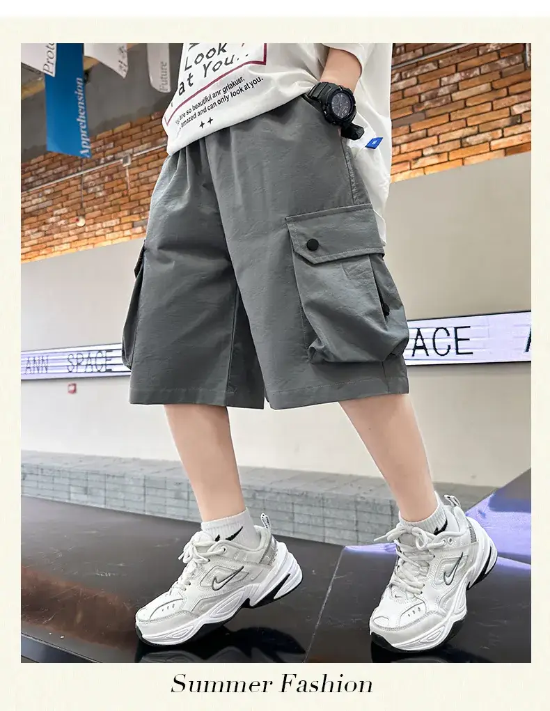 Boys Red Cotton Shorts 2025 Summer Casual — feature 8