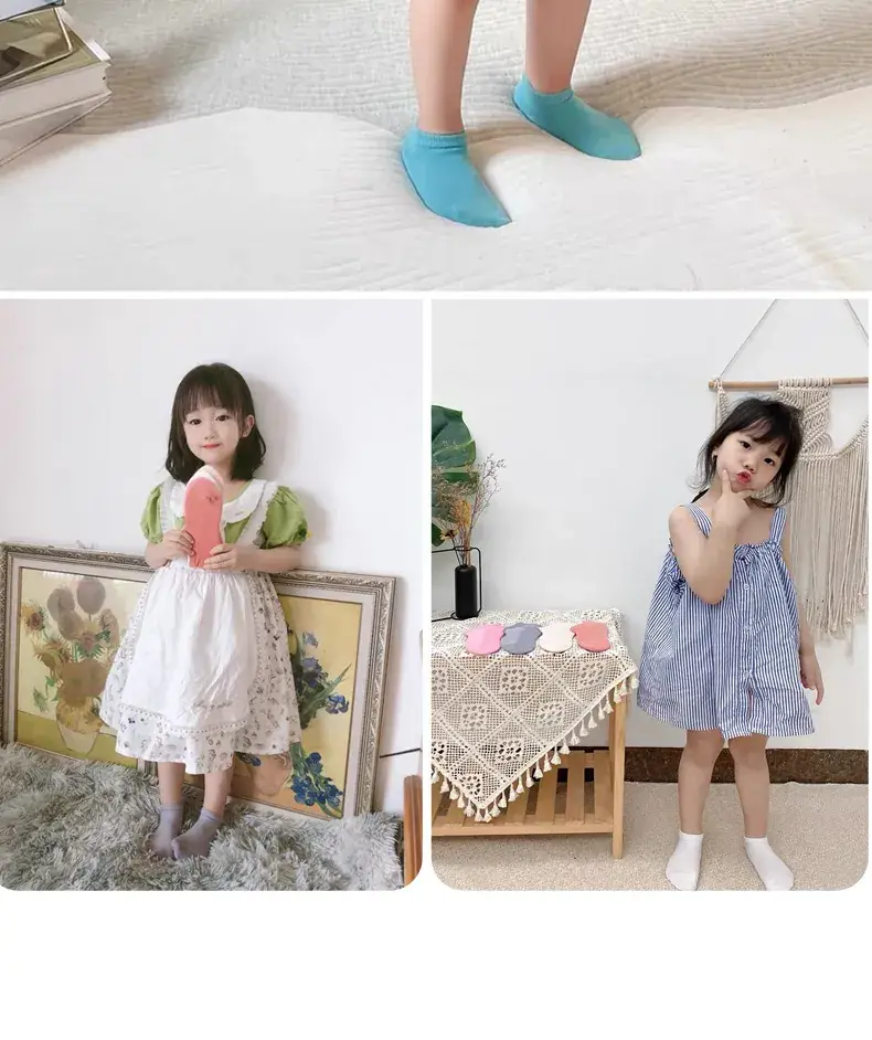 Girls' Cotton Boat Socks Medium Large Summer — feature 34