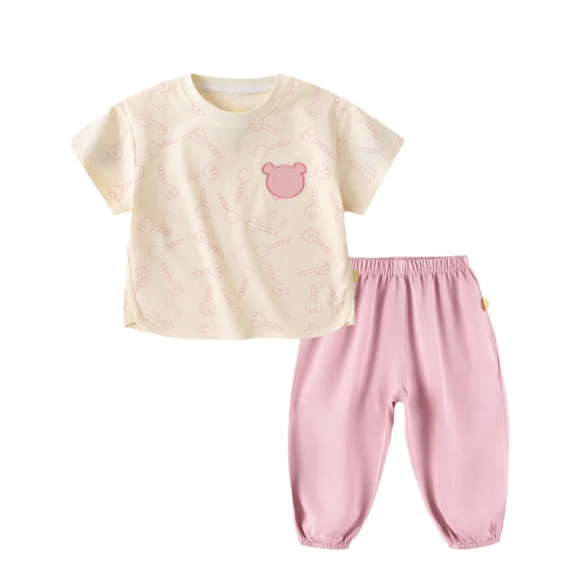 Doodle Baby Suit Pink Shorts T-shirt Summer Two-piece
