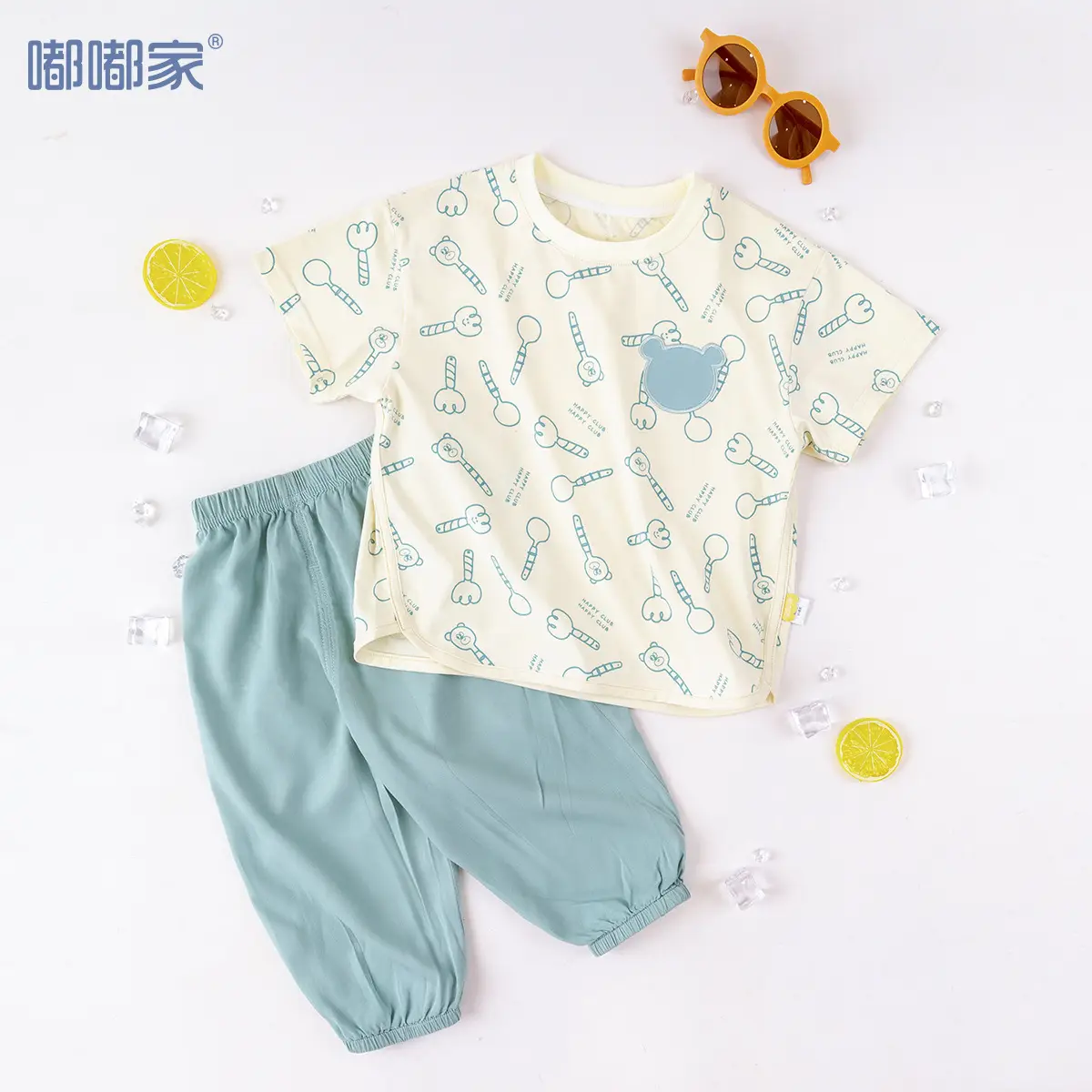 Doodle Baby Suit Pink Shorts T-shirt Summer Two-piece