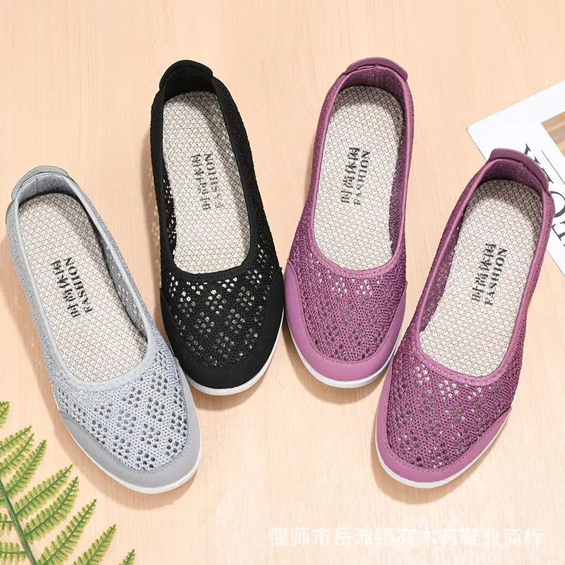 Summer Mesh Shoes for Middle-Aged and Elderly Women, Breathable Mesh Non-Slip Soft Soles, Old Beijing Cloth Shoes, Grandma Shoes, Cut Out Shoes for the Elderly - Image 7