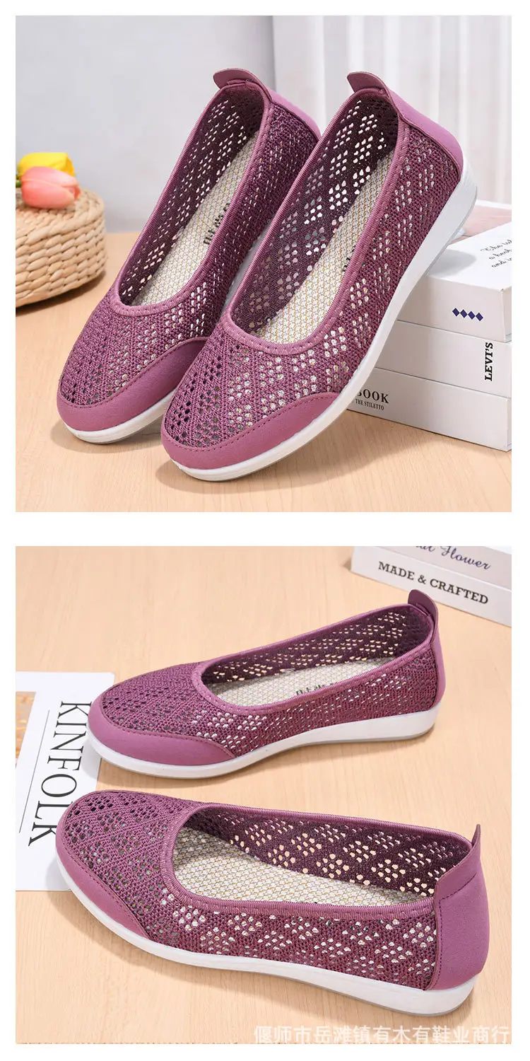 Summer Mesh Shoes for Middle-Aged and Elderly Women, Breathable Mesh Non-Slip Soft Soles, Old Beijing Cloth Shoes, Grandma Shoes, Cut Out Shoes for the Elderly — feature 7
