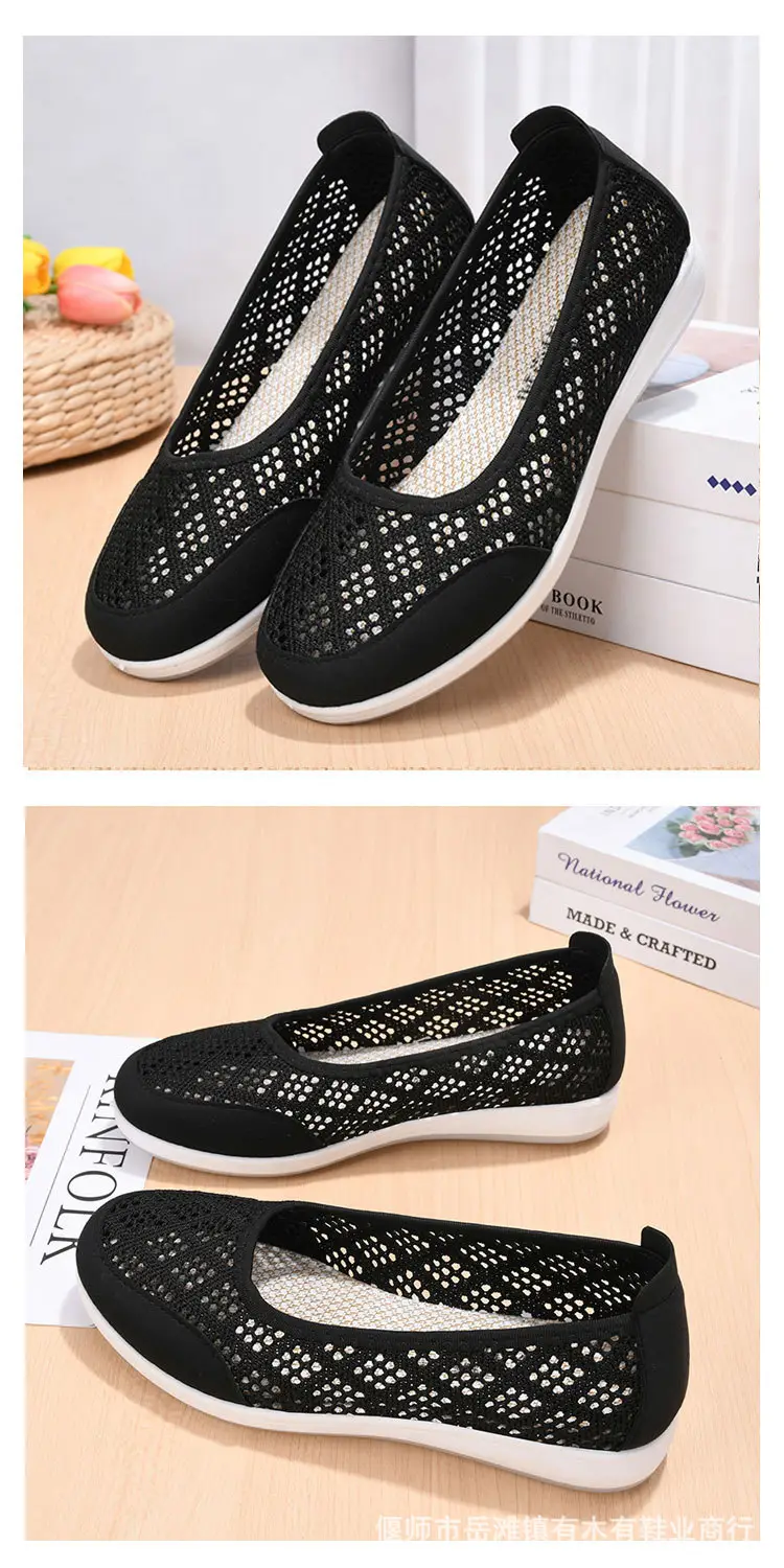 Summer Mesh Shoes for Middle-Aged and Elderly Women, Breathable Mesh Non-Slip Soft Soles, Old Beijing Cloth Shoes, Grandma Shoes, Cut Out Shoes for the Elderly — feature 9