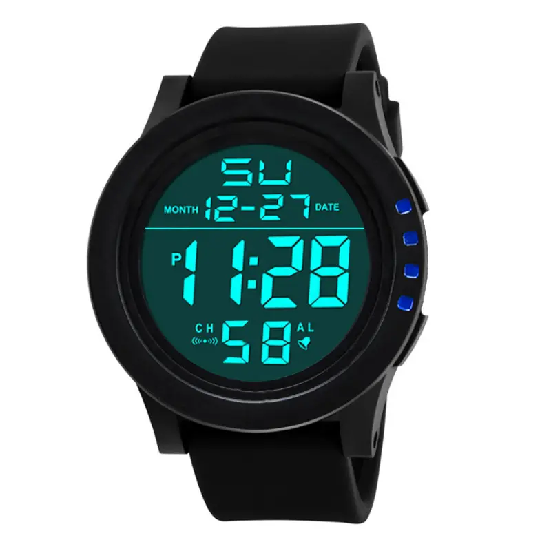 Men's Digital Watch Black Silicone 24Hr Display - Image 6