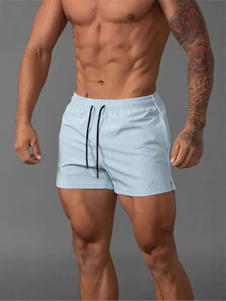 Men's Blue Printed Drawstring Shorts Summer Wear