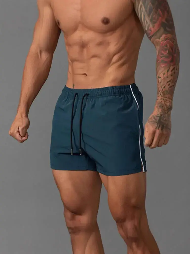 Men's Blue Printed Drawstring Shorts Summer Wear