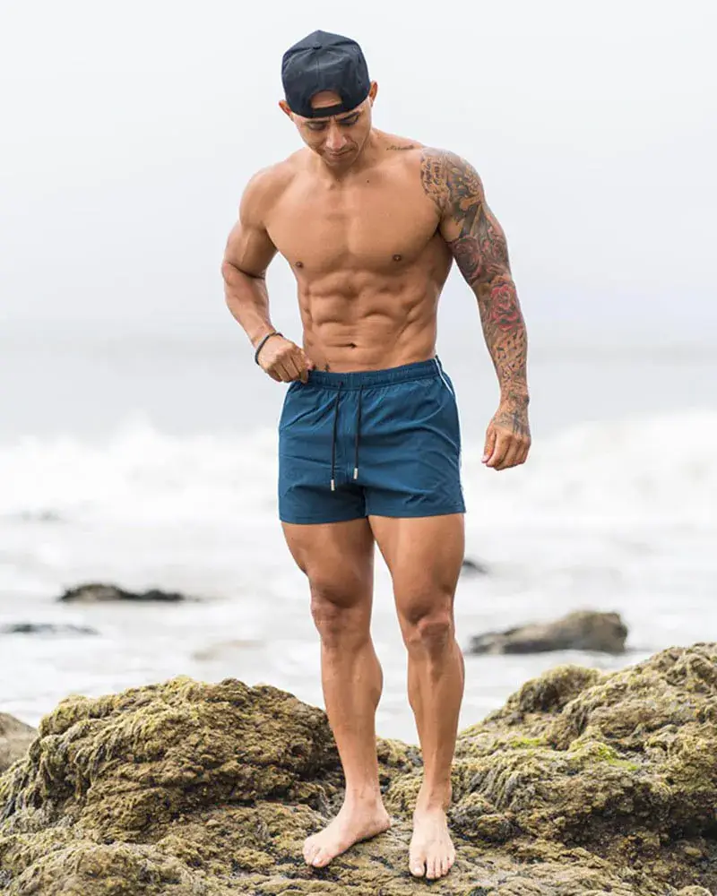 Men's Blue Printed Drawstring Shorts Summer Wear — feature 2