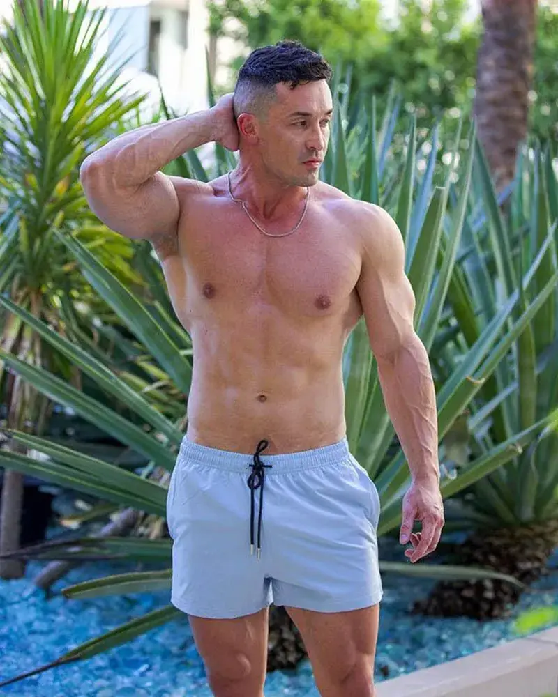 Men's Blue Printed Drawstring Shorts Summer Wear — feature 3