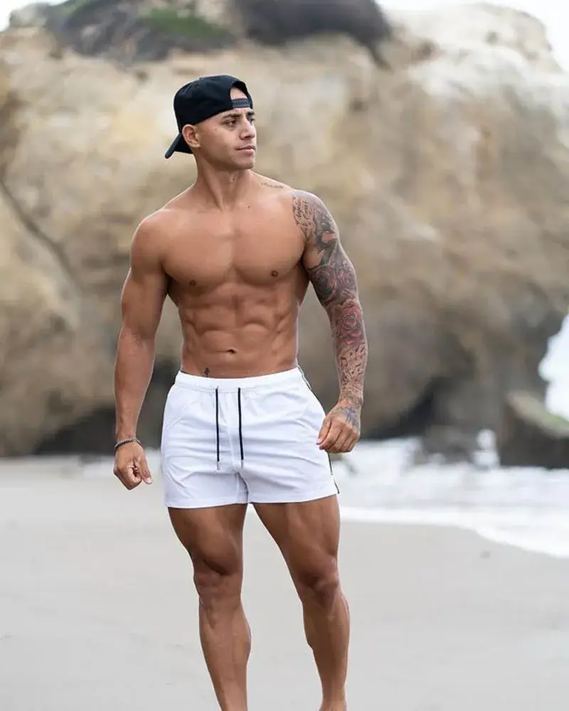 Men's Blue Printed Drawstring Shorts Summer Wear — feature 5