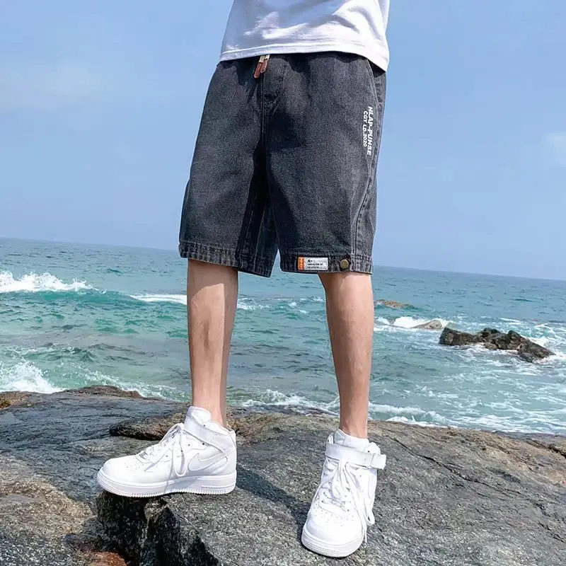 Men Denim Shorts Snap Button Thin Summer Casual - Image 4