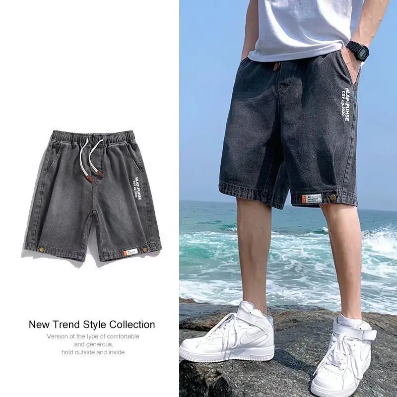 Men Denim Shorts Snap Button Thin Summer Casual - Image 5