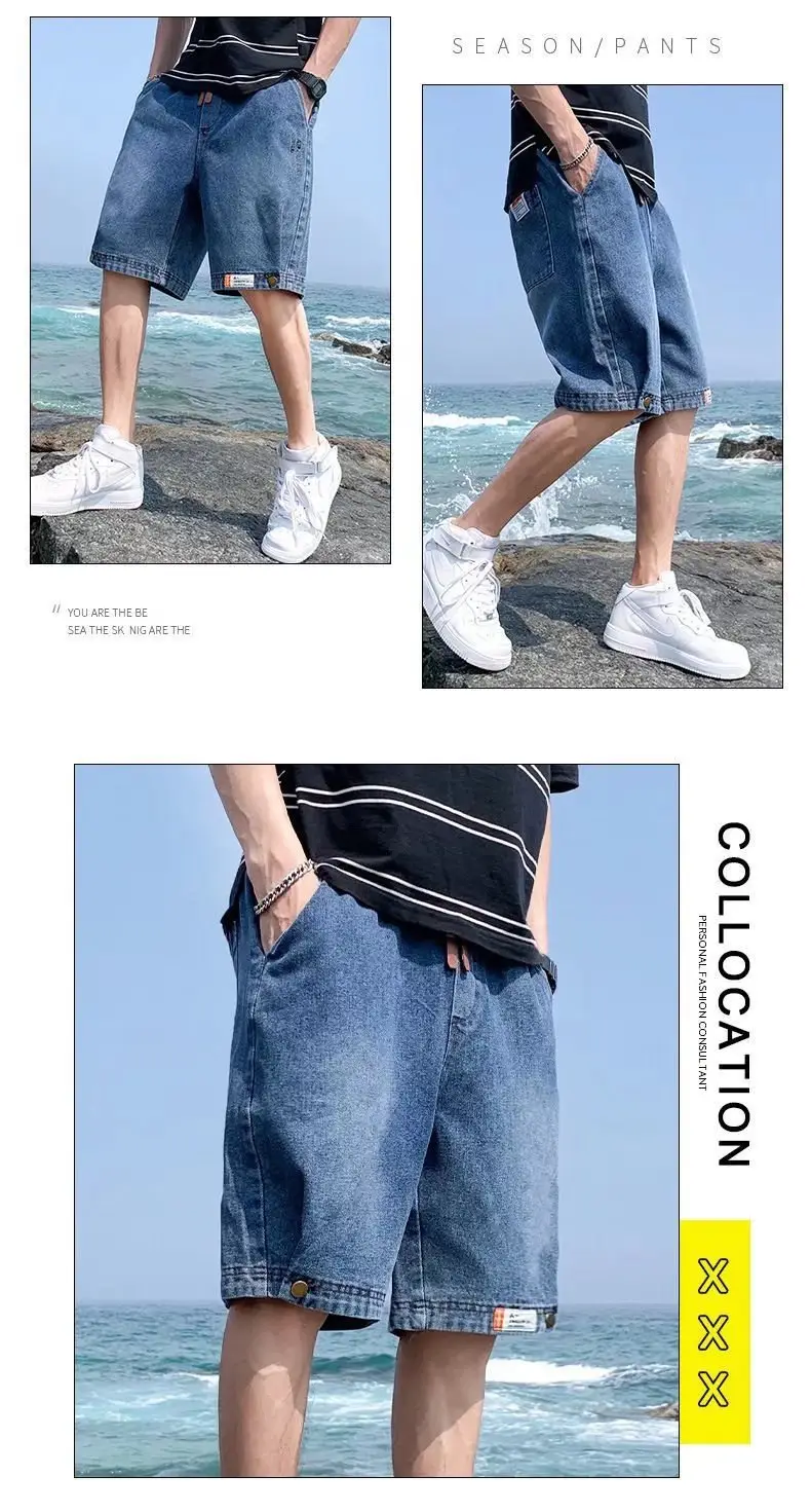 Men Denim Shorts Snap Button Thin Summer Casual — feature 6