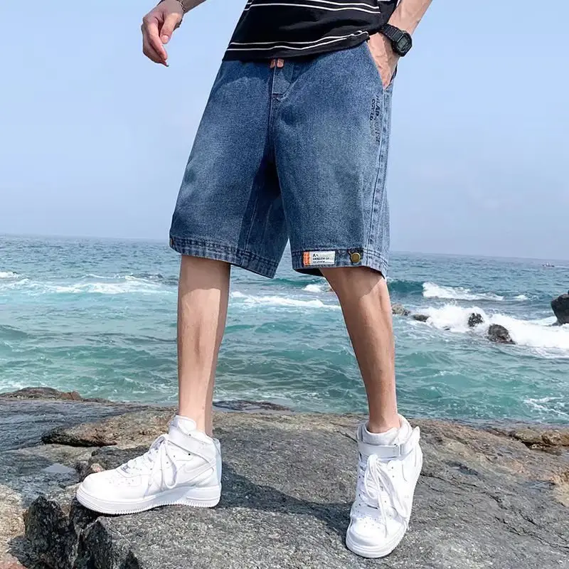 Men Denim Shorts Snap Button Thin Summer Casual - Image 2
