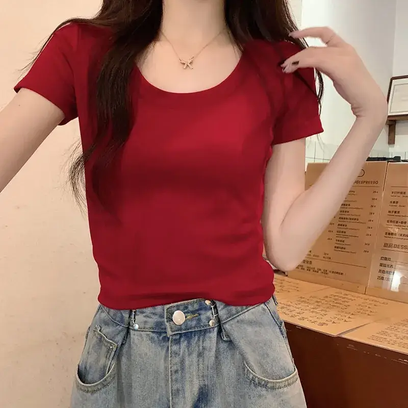 Women Black Slim Fit T-Shirt Summer 2025 - Image 6
