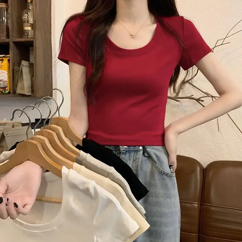 Women Black Slim Fit T-Shirt Summer 2025 - Image 7