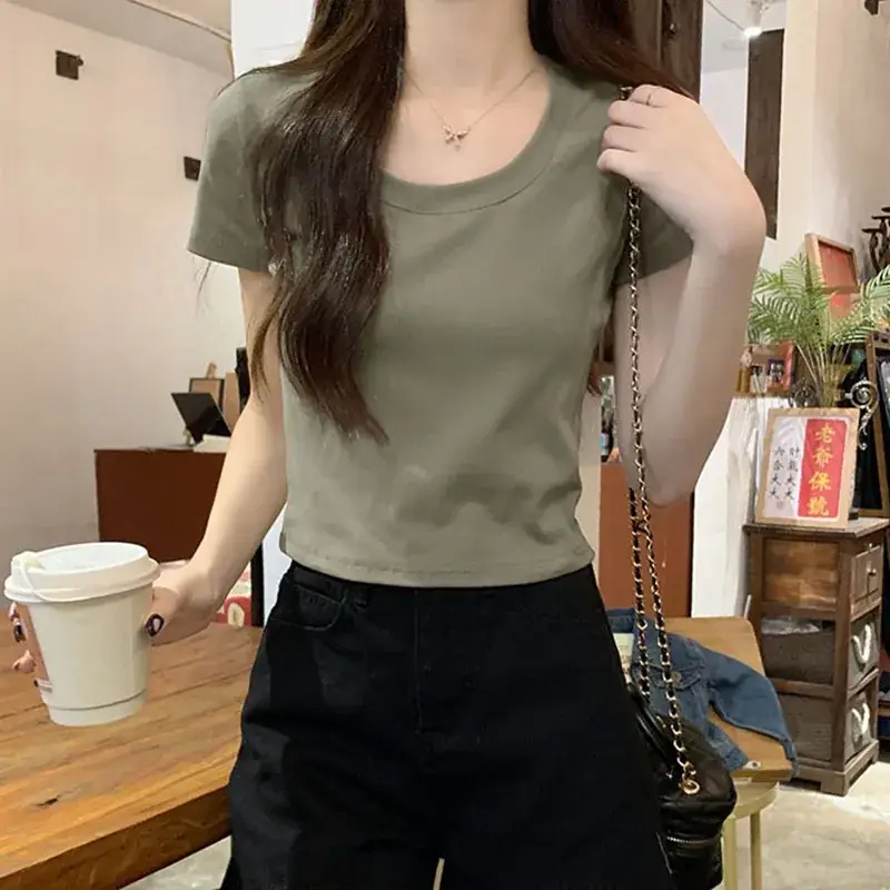 Women Black Slim Fit T-Shirt Summer 2025 - Image 9