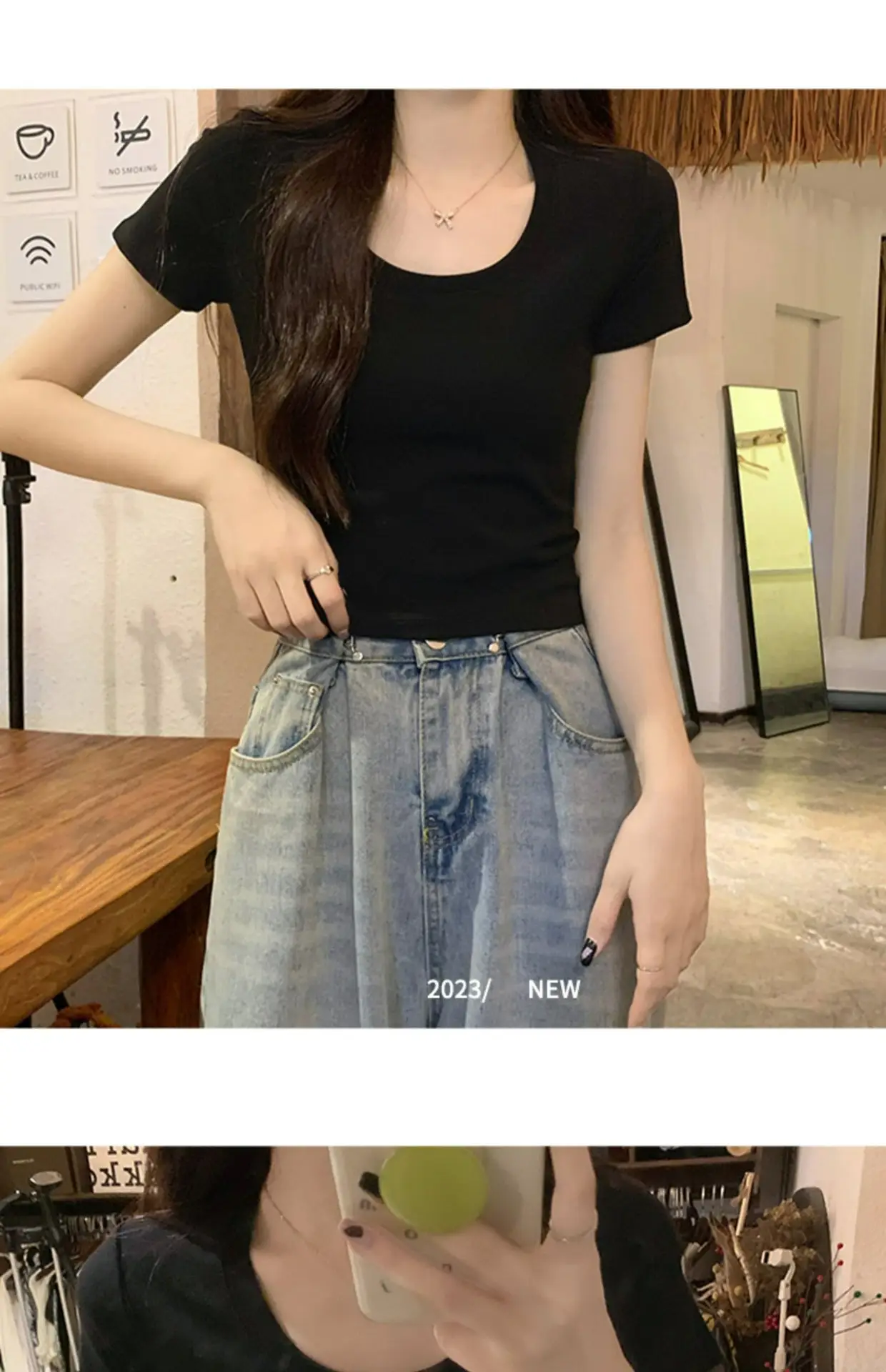 Women Black Slim Fit T-Shirt Summer 2025 — feature 12