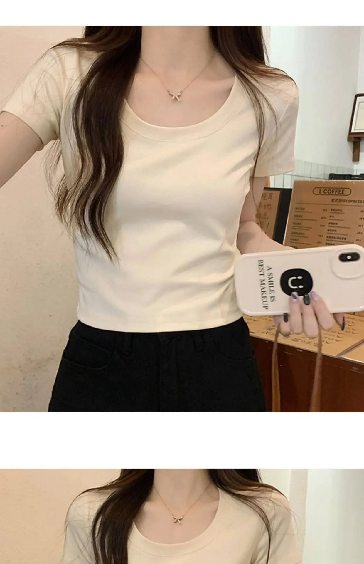 Women Black Slim Fit T-Shirt Summer 2025 — feature 16