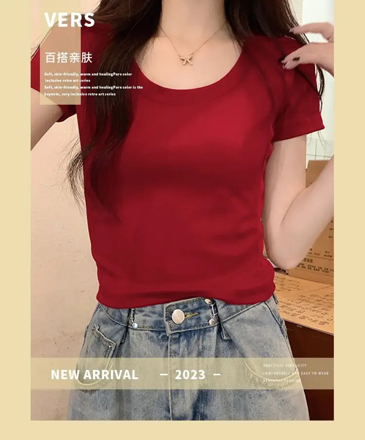 Women Black Slim Fit T-Shirt Summer 2025 — feature 3