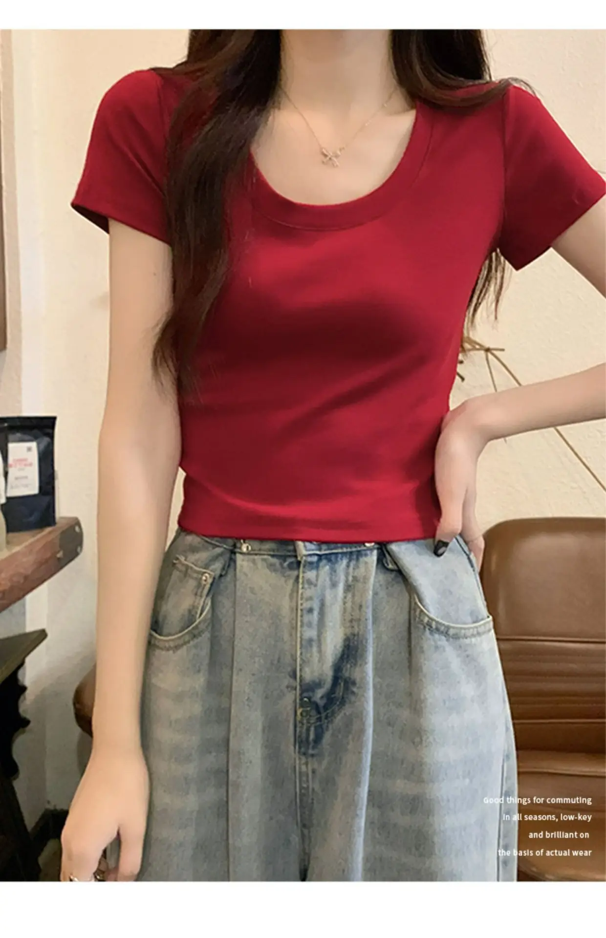 Women Black Slim Fit T-Shirt Summer 2025 — feature 8