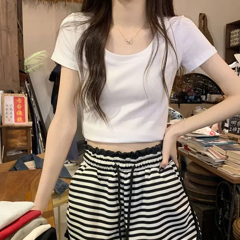 Women Black Slim Fit T-Shirt Summer 2025 - Image 3
