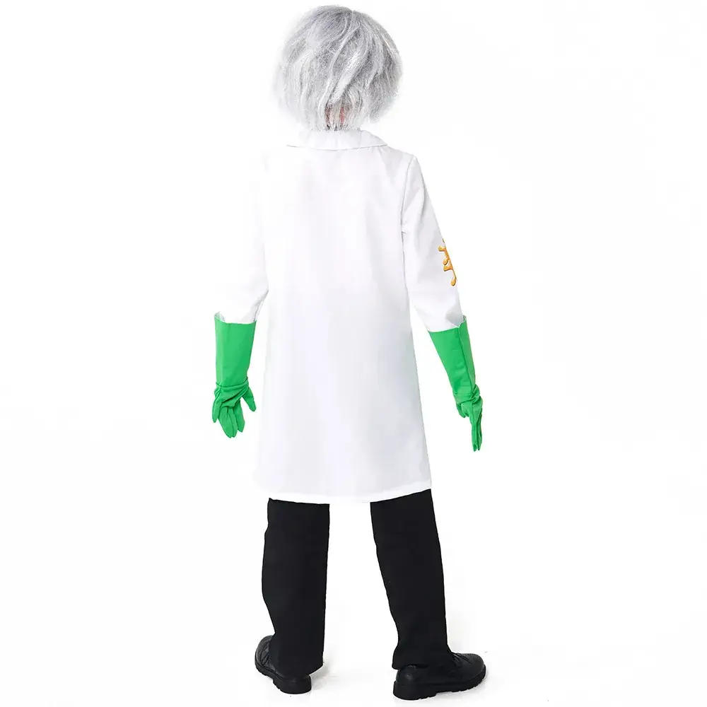 Crazy Frankenstein Lab Coat Green Gloves for Kids
