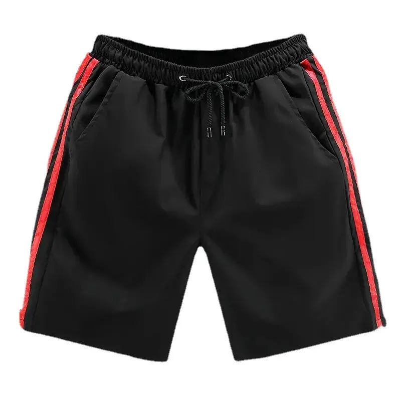 Men Black Red Stripe Drawstring Shorts Large - Image 6