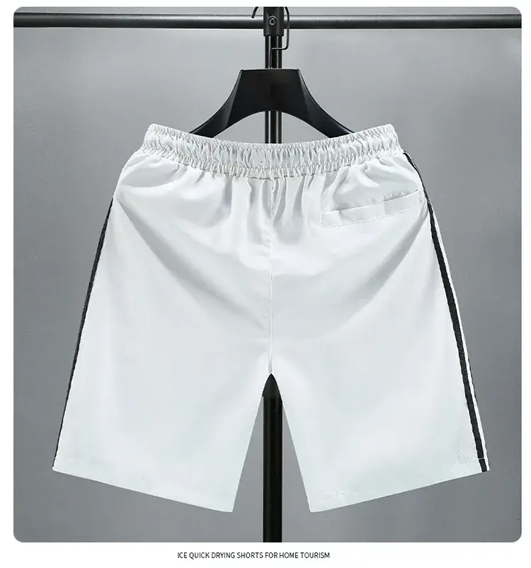 Men Black Red Stripe Drawstring Shorts Large — feature 7
