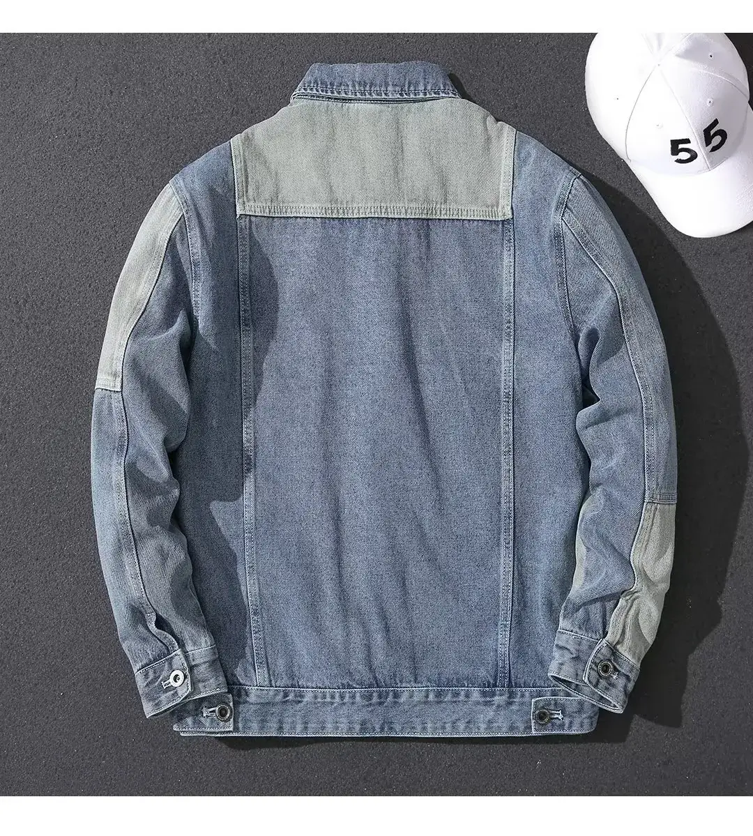 Men Denim Jacket Blue Grey Spring Wear — feature 2