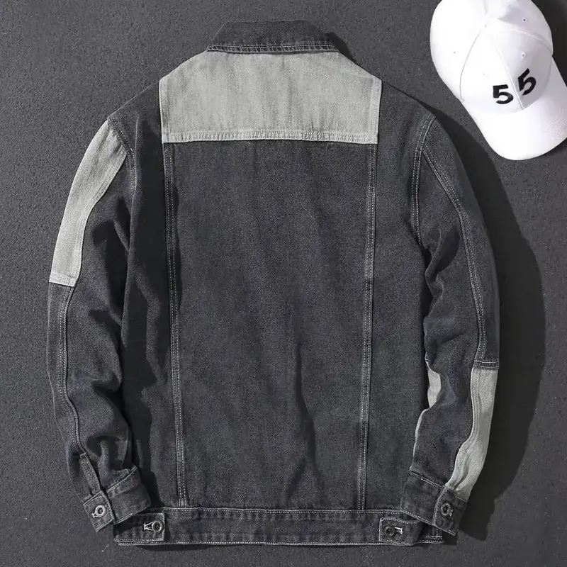 Men Denim Jacket Blue Grey Spring Wear — feature 4