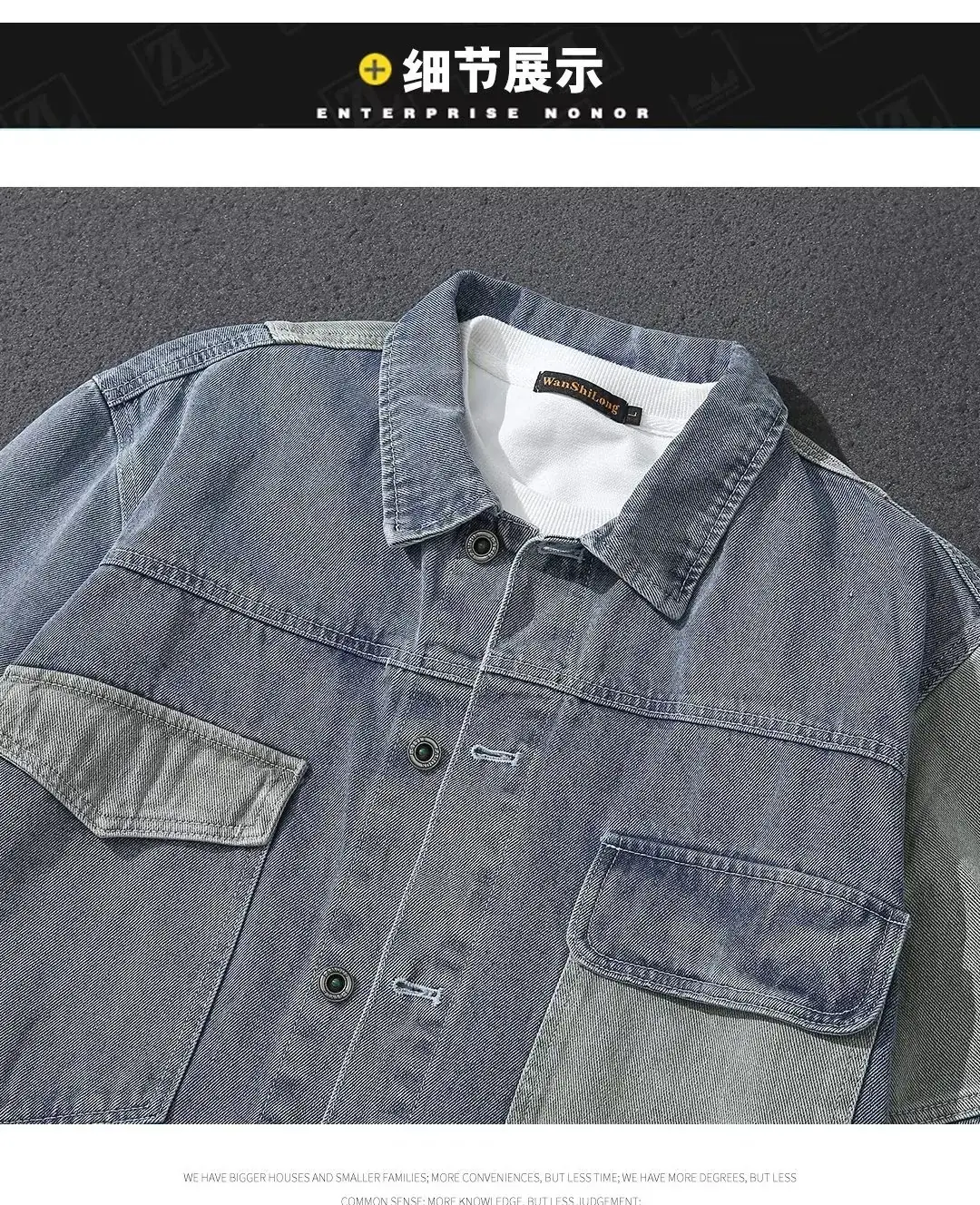 Men Denim Jacket Blue Grey Spring Wear — feature 5