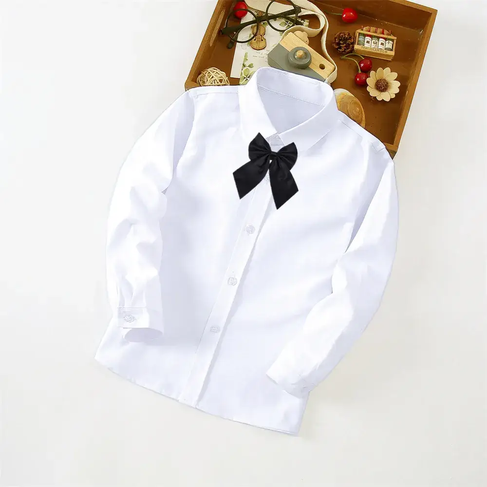 Girls Pure White Long Sleeve School Shirt
