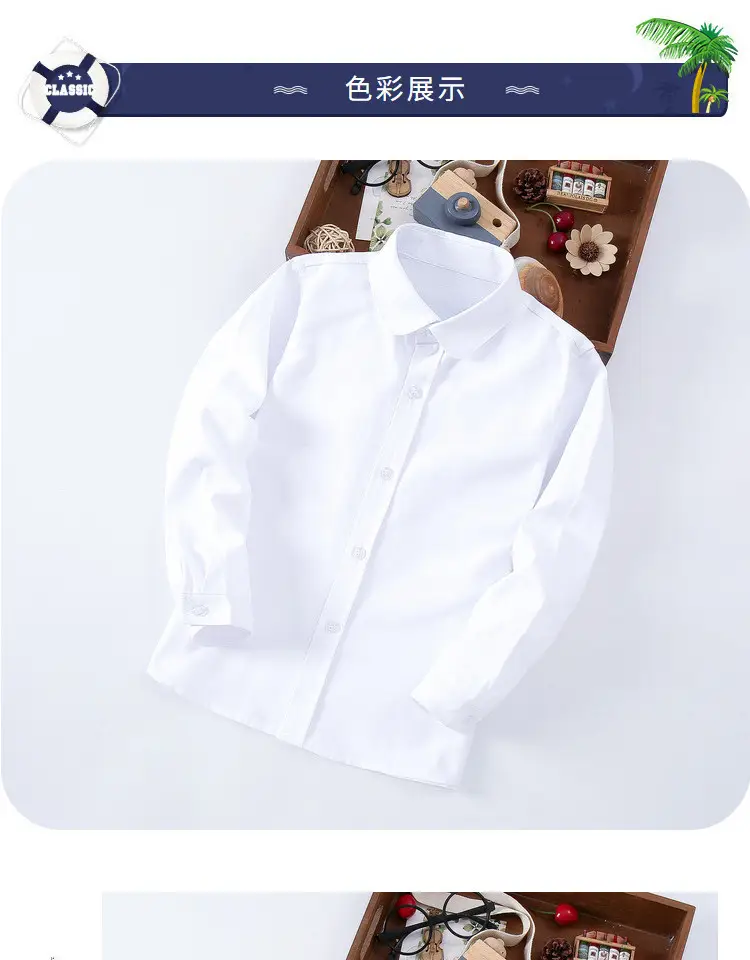 Girls Pure White Long Sleeve School Shirt — feature 5