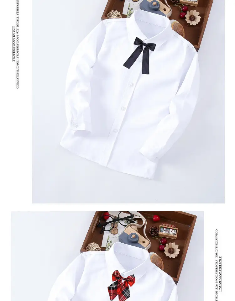 Girls Pure White Long Sleeve School Shirt — feature 6
