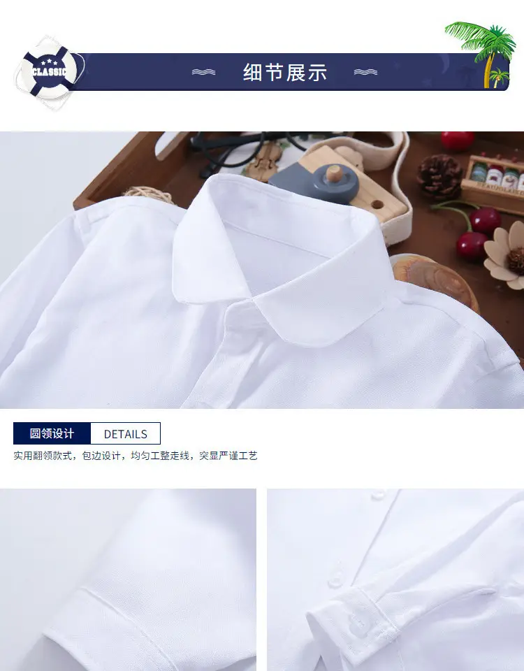 Girls Pure White Long Sleeve School Shirt — feature 8