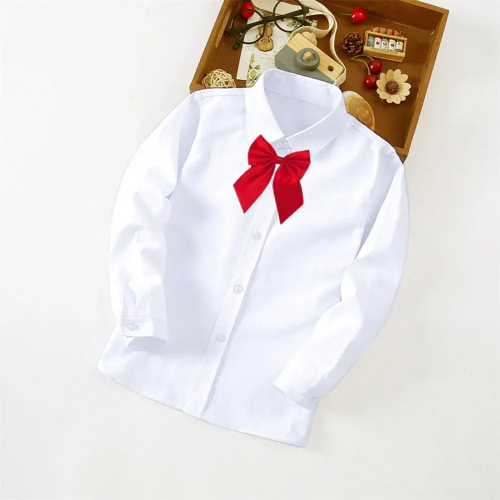 Girls Pure White Long Sleeve School Shirt
